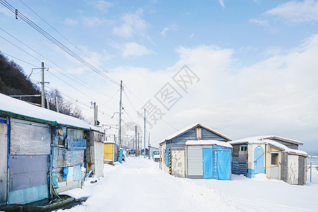 日本北海道雪景北海道小樽朝里背景