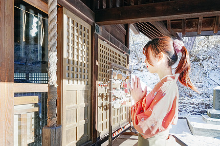 日本北海道神社日本少女背景
