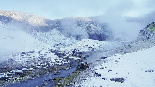 山间温泉北海道登别地狱谷背景