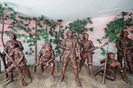 抗日雕塑抗日战争八女英烈博物馆背景