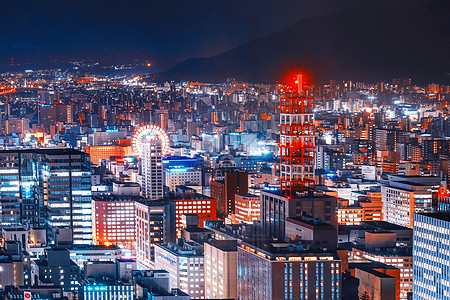 冬季的城市日本札幌夜景背景