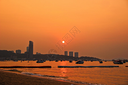 泰国海泰国芭提雅海边日落背景