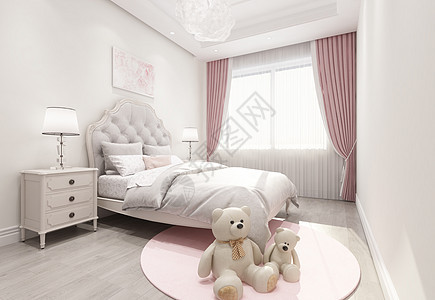 儿童房卧室室内设计效果图北欧风高清图片素材