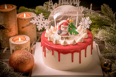 圣诞蛋糕美食红丝绒高清图片