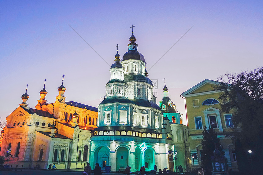 乌克兰东部哈尔科夫城市夜景