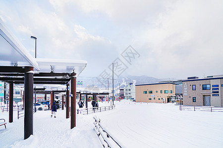 日本福岛冬景日本北海道富良野背景