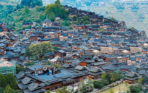 苗族建筑贵州土家族房屋群背景