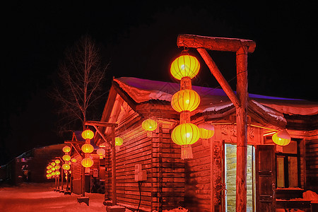 中国雪乡红灯笼背景