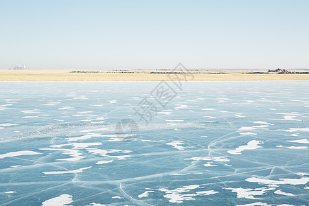 湖面雪景冬季内蒙古呼伦贝尔呼伦湖风光背景