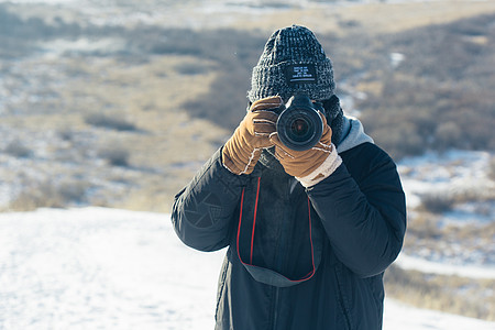 冬季旅行拍照高清图片