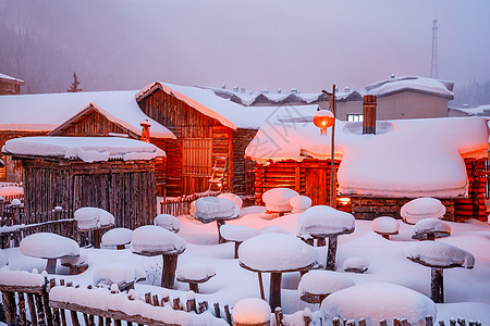 雪乡夜景背景