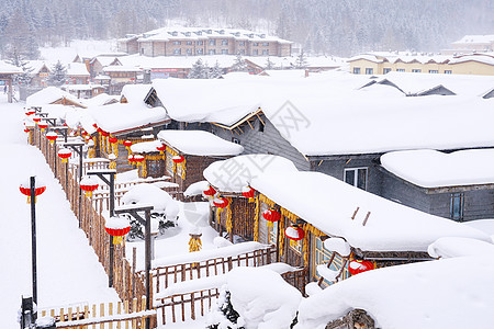 雪地行走中国雪乡背景