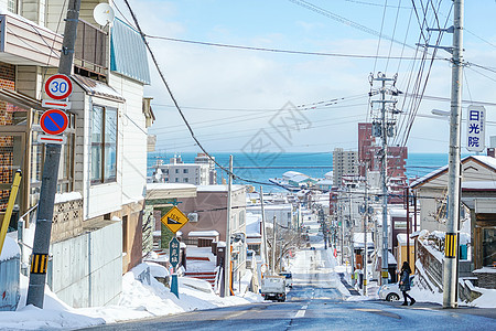 日本北海道花海日本北海道小樽街景背景