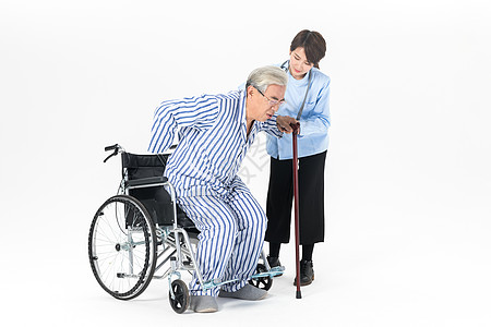 女护理搀扶老人背景图片
