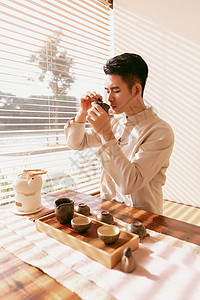 男茶艺师喝茶图片