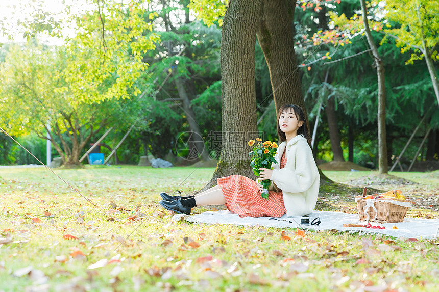 文艺女生手捧小雏菊图片