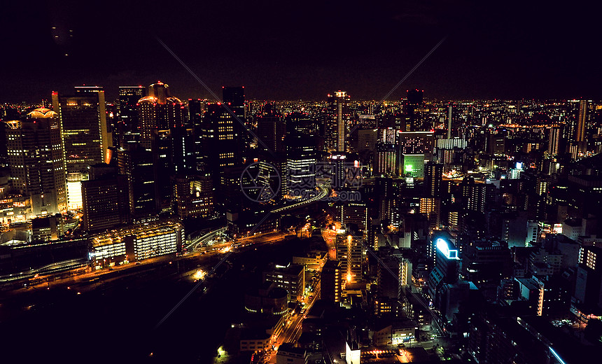 日本大阪城市夜景图片