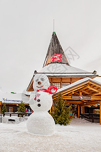 圣诞节老人芬兰洛瓦涅米圣诞老人村大雪人背景