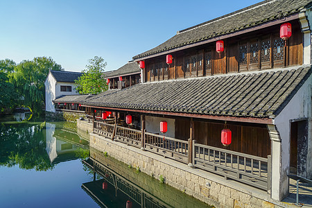 水镇浙江绍兴鲁镇景区风光背景