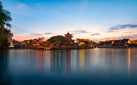 夜晚背景苏州夜山塘背景