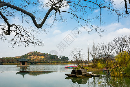 灵山小镇蓝天白云无锡拈花湾小镇背景