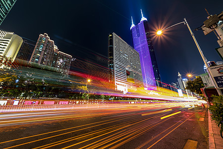 路夜景夜景深圳城市中心背景