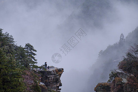 江西庐山景区飞来石背景