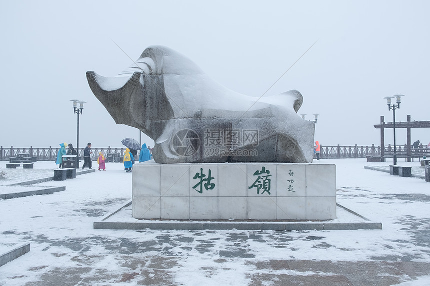 江西庐山牯岭镇冬天雪景图片