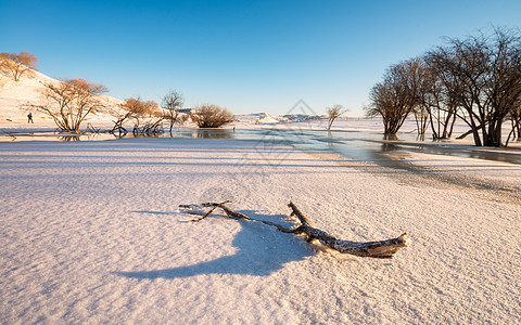 瀑布山水冬天雪景风光背景