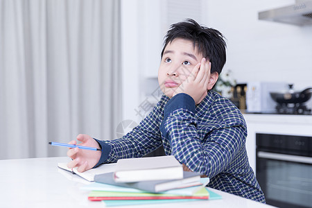 学习做作业男孩青少年苦恼学习背景