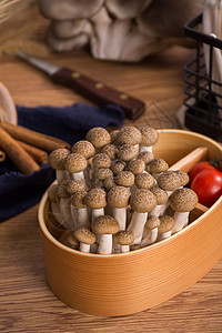 菌类食材蟹味菇蔬盘背景图片