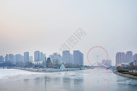 天津建筑素材海河上的天津眼背景