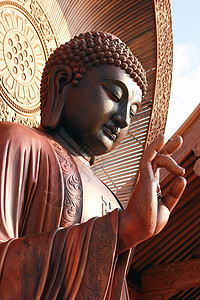 千手观音佛教雕像背景