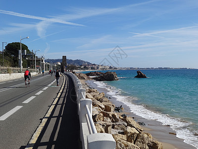 皇后大道法国尼斯海边大道风光背景