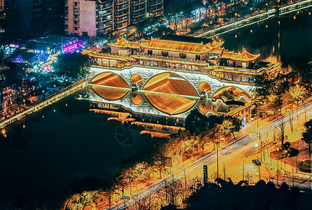 成都市建筑地标成都市九眼桥夜景背景