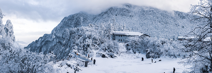 冬季冷峨眉山雪景背景