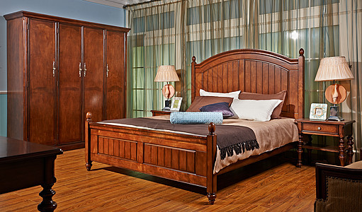 室内卧室欧式古典实木家具背景图片