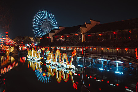 浙江横店影视城江南大庙会灯会背景图片