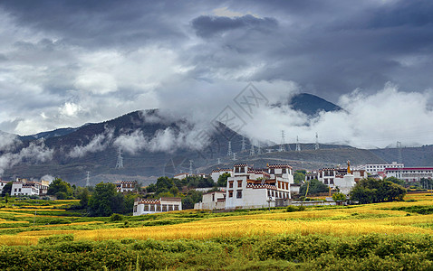 西藏民居317国道美景背景
