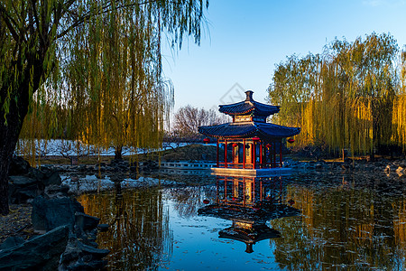 北京大观园秋晨背景