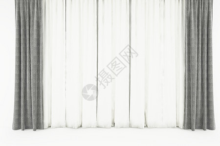 灰白色窗帘图片