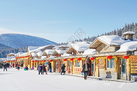 白天雪乡风光背景