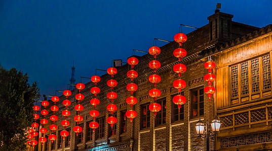红灯笼边框福州三坊七巷夜景背景