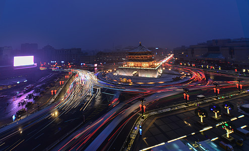 钟楼车轨背景图片