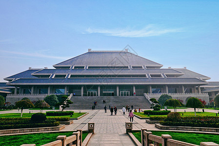 湖北省博物馆主体建筑全景背景图片