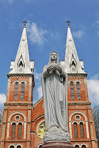 西贡圣母大教堂越南西贡圣母玛利亚天主教堂背景
