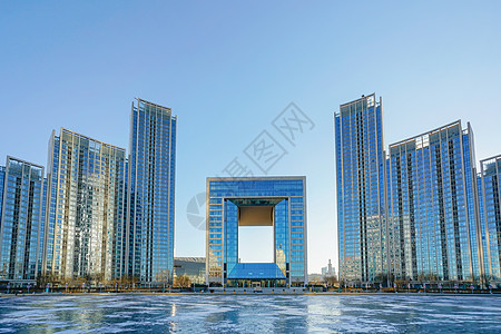 环球贸易广场天津海河中心广场公园背景