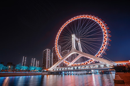 天津眼摩天轮夜景图片