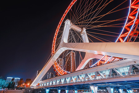 天津眼摩天轮夜景图片