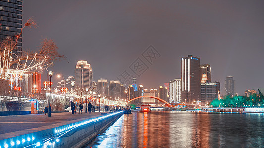 天津夜景海河文化高清图片